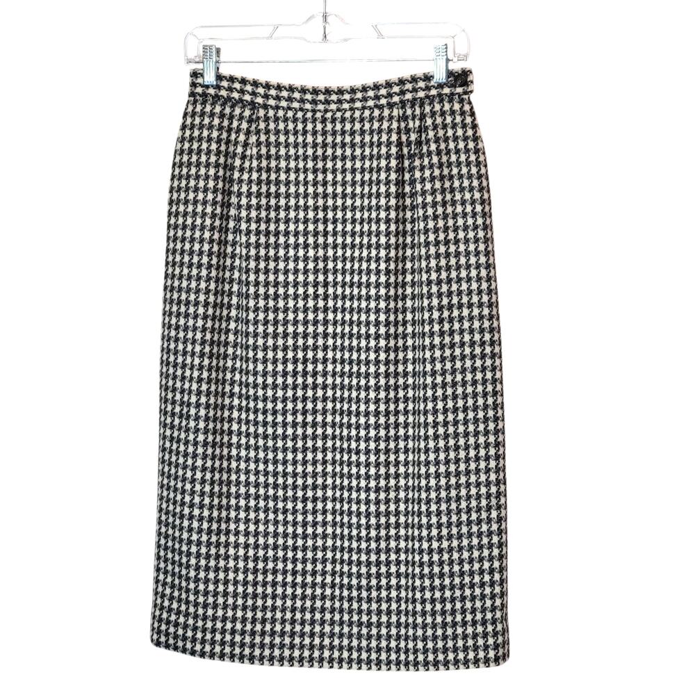Pendleton Wool Houndstooth Pencil Midi Skirt Blac… - image 6